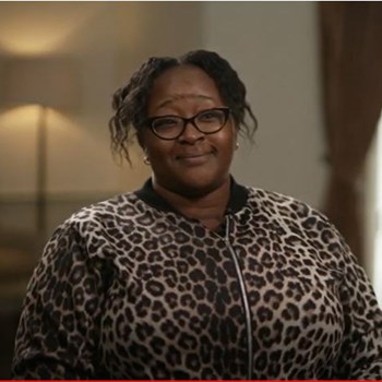 Woman wearing leopard print jacket